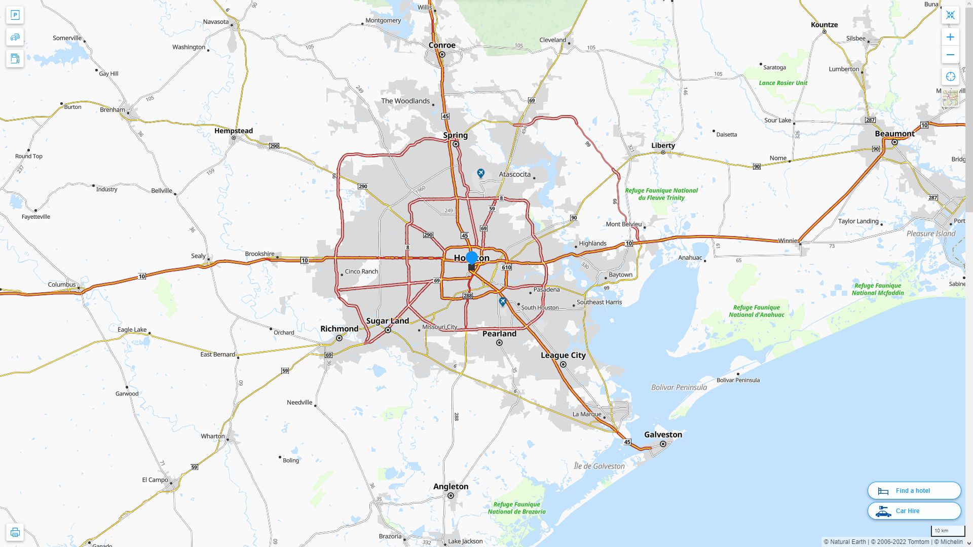 Houston Texas Highway and Road Map